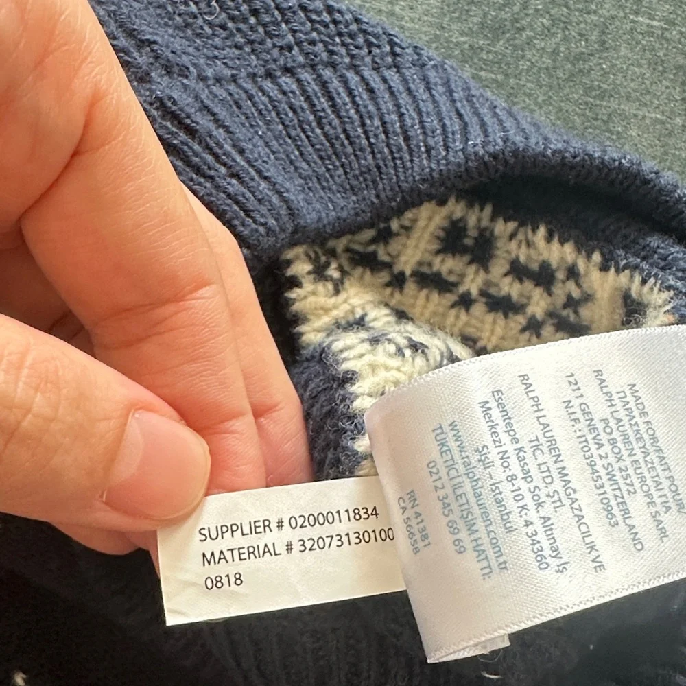 Ralph Lauren Navy and Cream Kids Sweater - Picture 4 of 6